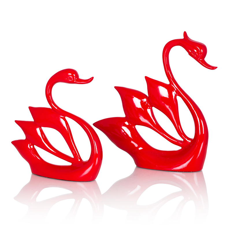 Набор из 2-х декоративных фигурок лебедей Red Swans, фотография № 11058